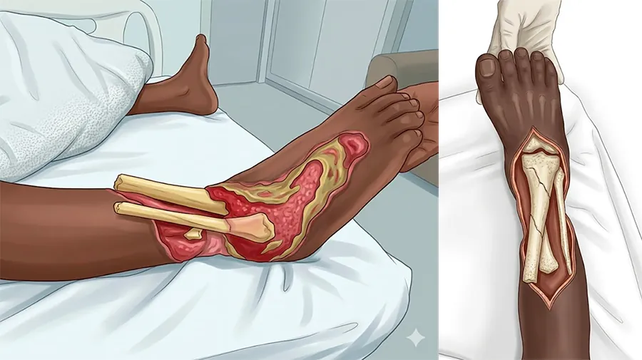 Reconstruction d'une perte osseuse du tibia par la méthode d’Ilizarov